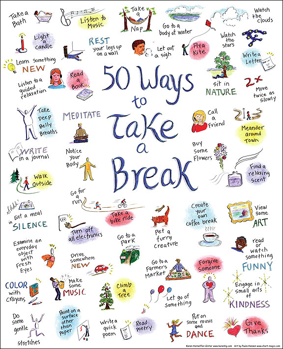 50 ways to take a break printable